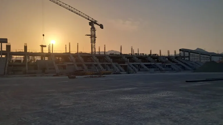 Rebar detailing and reinforcement work in progress at a construction site
